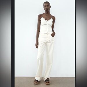 Zara buttoned rib lace top